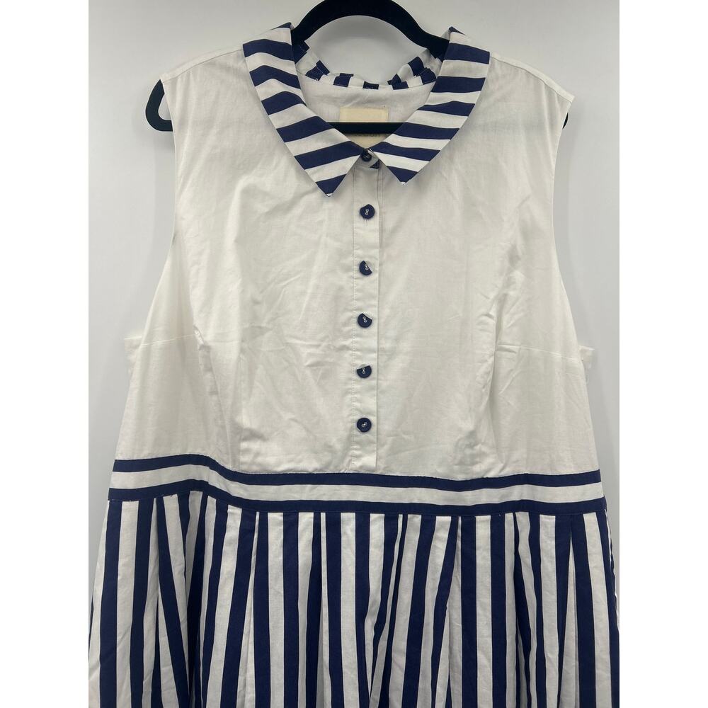ModCloth Striped Sleeveless Nautical Rockabilly Retro Collared Dress Size 3X - Picture 2 of 9